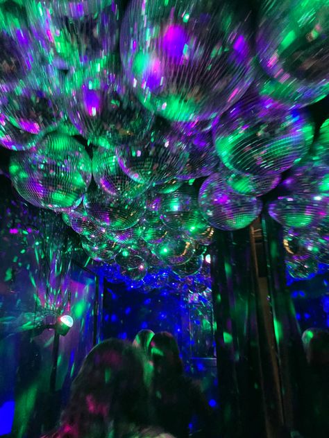 Long disco ball bar hallway Disco Mirror, Neon Jungle, Disco Dance, Party Inspo, Mirror Ball, Disco Balls, Real Art, Blue Raspberry, Disco Party