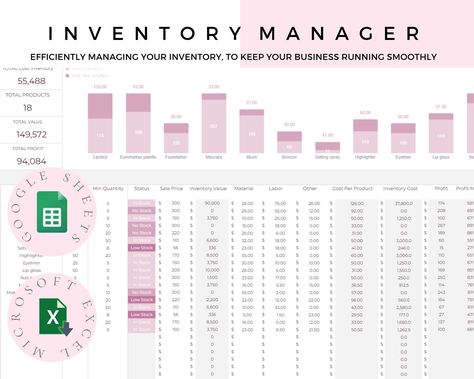 Small Business Inventory Management & Tracker | Materials Products Inventory | ETSY Seller Business Spreadsheet Template w/ Supplier Tracker by TrackerPro on Etsy Inventory Management Templates, Inventory Management, Bookkeeping Templates, Spreadsheet Template, Excel Templates, Data Driven, Setting Spray, Linux, Step By Step Instructions