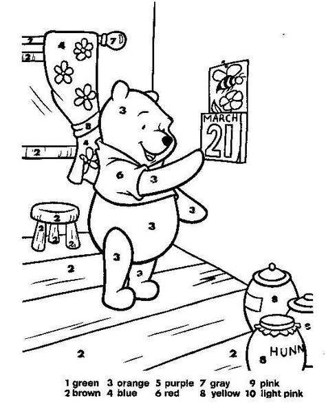 Color by Numbers Page - Print your free Color by Numbers page at AllKidsNetwork.com Maths Colouring Sheets, Winnie The Pooh Drawing, Color By Number Printable, Alphabet Letter Crafts, Card Games For Kids, Adult Coloring Designs, Disney Colors, Printable Activities For Kids, Number Worksheets