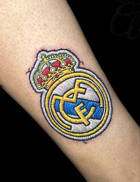 Patch Tattoo, Madrid Logo, Football Tattoo, Real Madrid Logo, Embroidery Tattoo, Real Madrid, Madrid, Embroidery, Tattoos