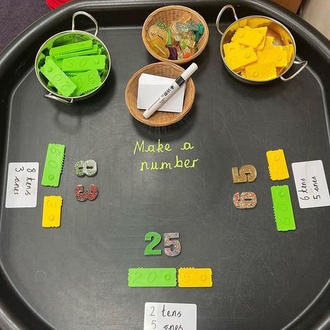 Miss A on Instagram: "✨ Place Value ✨ Such a simple set up using @newmero bricks. The children also love these super cute mini whiteboards which came with the @numberstacks set! #newmero #maths #mathskills #ks1 #ks1alldaylong #placevalue #placevaluefun #mathsisfun #practicalmaths #playbasedlearning #playmatters #playisimportant #numberplay #numberrecognitionactivity #numberfacts #numbers #year1 #tufftrayideas #mathstufftray #mathsresources #supportsmallbusiness #eyfs_fun #mathsproblems #teache Recognition Board, Number Recognition Activities, Math Place Value, Playbased Learning, Tuff Tray, Yellow Room, Place Value, Math Problems, Place Values