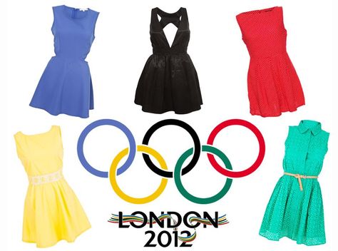 olympic fashion Olympic Fashion, Olympic Theme Party, Pretty Party Dresses, Olympic Party, Olympic Rings, Pretty Party, The Olympics, Elegant Fashion, Color Trends