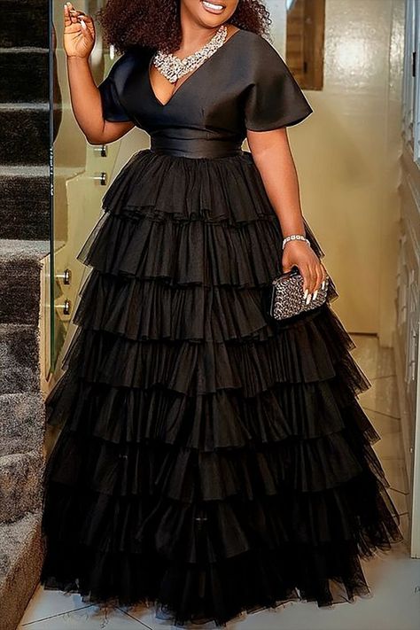 Plus Size Formal Dress, Formal Dress Black, Chic Dress Classy, Tulle Maxi Dress, Dinner Dress Classy, Casual Chique, Plus Size Formal, Evening Dresses With Sleeves, Plus Size Formal Dresses