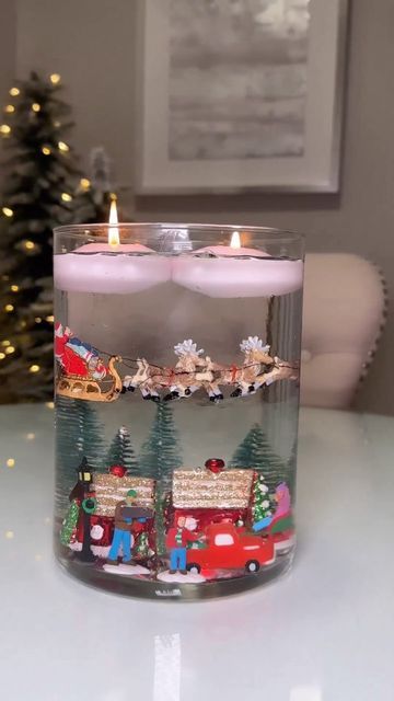 Christmas Floating Candles, Christmas Decorations Diy Crafts, Handmade Christmas Crafts, Christmas Crafts To Make, Christmas Centerpieces Diy, Easy Christmas Decorations, Christmas Decorations Diy Outdoor, Diy Christmas Decorations Easy, Diy Dollar Store Crafts