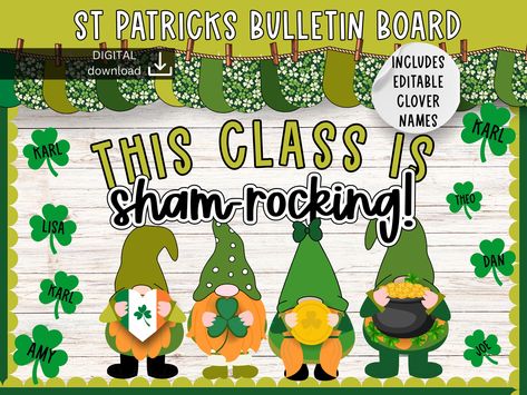 March bulletin board | St Patrick’s day Bulletin Board | leprechaun bulletin board | easy bulletin board | seasonal bulletin board kit by SlidesAndStyle on Etsy Seasonal Bulletin Boards, Easy Bulletin Boards, March Bulletin Board, Cute Bulletin Boards, St. Patrick’s Day, Irish Flag, St. Patricks Day, Happy St Patricks Day, Pot Of Gold