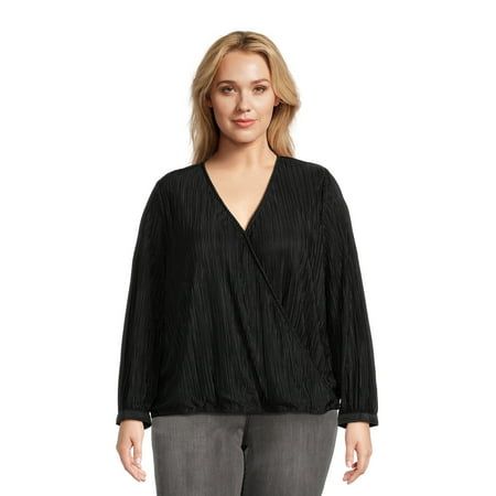 Now here's a cute and versatile Plus Size Top from Terra & Sky that'll you'll be wearing on repeat! This long-sleeve top features beautiful drapes and a cross-over front for an effortless look that's ready to style. Sure to be a day-to-night favorite, pair it with your most flattering jeans, pants or skirt and you're ready for wherever the day or night may take you. Only at Walmart. Size: 2X.  Color: Black.  Gender: female.  Age Group: adult. Most Flattering Jeans, Flattering Jeans, Surplice Top, Beautiful Drapes, Plus Size Top, On Repeat, Jeans Pants, Plus Size Fashion, Gender Female