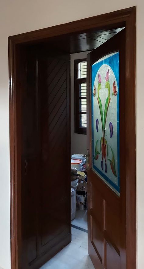 Wooden half glass door Half Glass Door, Kitchen Design Color, Stained Glass Door, Wooden Doors, Design Color, Glass Door, Home Remodeling, Stained Glass, Kitchen Design