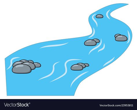 Creek Drawing, River Cartoon, Stream Drawing, River Illustration, River Drawing, Stream Water, River Flow, Shapes Preschool, Transportation Theme