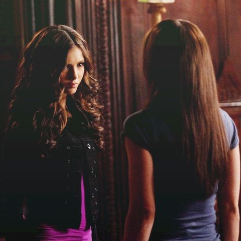 Petrova doppelganger | katherine pierce | elena gilbert | season 2 | the vampire diaries Petrova Doppelganger, Katherine And Elena, Elena And Katherine, Stefan And Caroline, Playboy Logo, Katerina Petrova, Vampire Diaries Poster, Dangerous Love, Basic Workout