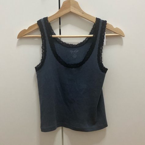 John Galt / Brandy Melville From Pacsun Brand New Never Worn Blue/Black With Lace , One Size Brandy Melville Shirts, Brandy Melville Tank Top, Brandy Melville Sweater, Blue Cami, Black Cropped Tank, Loose Tank Tops, Brandy Melville Tops, Cotton Tank Top, Lace Tank Top