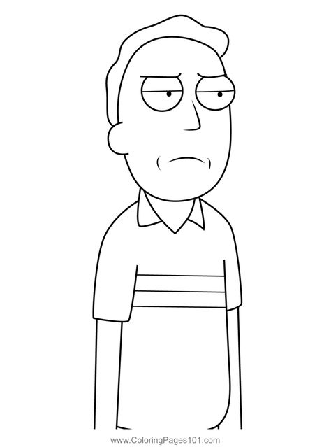 Jerry Smith Rick and Morty Coloring Page Rick And Morty Characters Drawing, How To Draw Rick And Morty, Jerry Smith Rick And Morty, Jerry Rick And Morty, Rick And Morty Illustration, Rick And Morty Coloring Pages, Rick And Morty Coloring, Morty Painting, Practice Tattoos