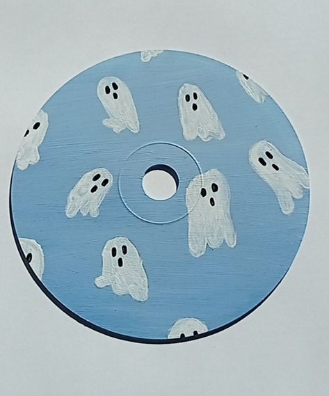 Ghost, blue Painted Cds, Vinyl Record Art Ideas, Cd Wall Art, Vinyl Art Paint, Cd Painting, Record Painting, Cd Design, Vinyl Record Art, Posca Art