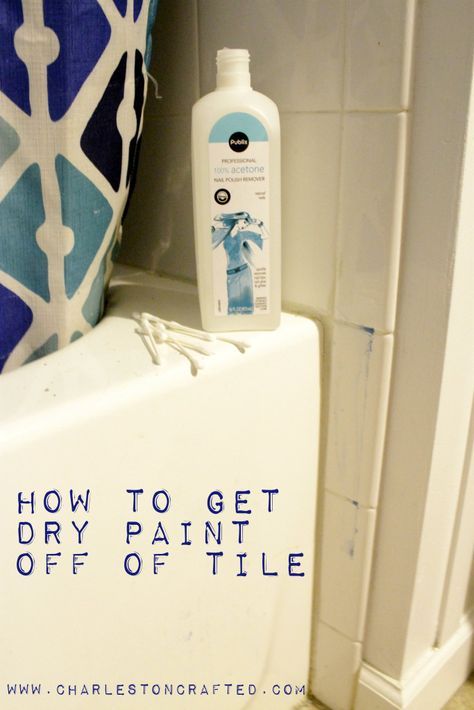 How to get dry paint off of tile - a simple tutorial for cleaning up paint spills or drips in your home's bathroom - Charleston Crafted Remove Paint From Tile, Tweek Tweek, Fix Leaky Faucet, Diy Remodeling, Remove Paint, Tile Removal, Painting House, Poster Diy, Homemade Cleaning