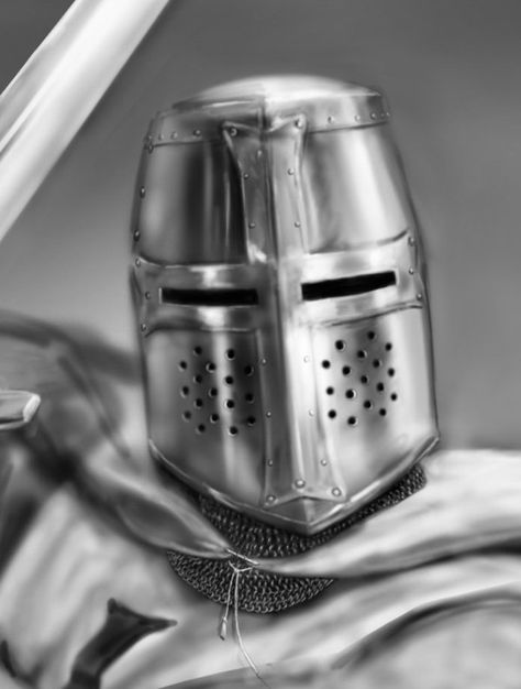 Templar  http://www.TheKnightsTemplar.org/ Knight Tattoos, Crusader Wallpaper, Temple Knights, Crusader Helmet, History Aesthetic, Helmet Tattoo, Knights Hospitaller, Knight Tattoo, Crusader Knight