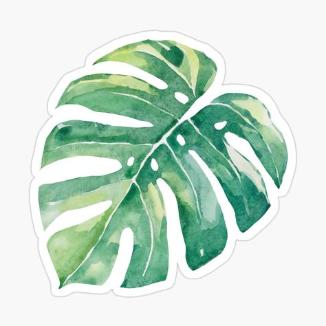 Stickers Verdes, Monstera Sticker, Beachy Stickers, Tropical Stickers, Leaf Stickers, Green Stickers, Leaf Sticker, Stickers Watercolor, Summer Stickers