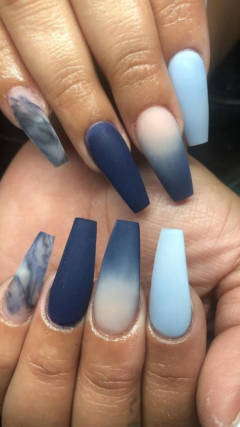 Stormy Nail Designs, Blue Matte Nails Design, Stormy Nails, Blue Fall Nail Designs, Matte Blue Nails, Unghie Sfumate, Gel Pedicure, French Pedicure, Coffin Nails Matte