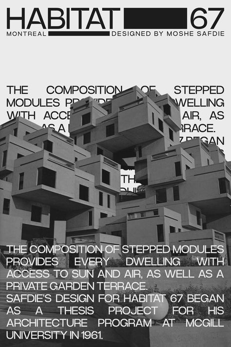 Habitat 67 Poster Brutalism Typography Graphic design #typographu #bwposter #brutalism #brutalismposter #brutalism typography #habitat67 #moshesafdie #safdie #architechture Modernist Graphic Design, Neo Brutalism Graphic Design, Brutalist Typography, Brutalist Graphic Design, Modernist Poster, Brutalism Graphic Design, Brutalism Poster, Modernist Typography, Habitat 67