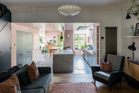 Victorian Terrace Living Room, Modern Kitchen Extensions, Plan Black, Floor To Ceiling Cabinets, Terrace Living Room, Private Workspace, Bedroom Victorian, Victorian Terrace House, Mad About The House