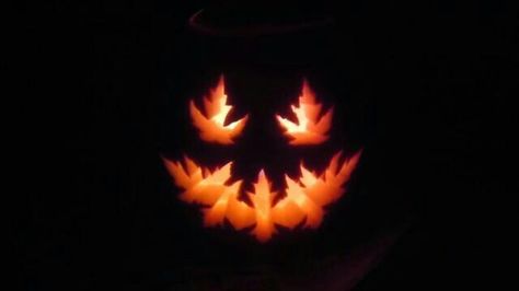 My brilliant boyfriend's creepy Maple leaf pumpkin. Find the best fallen maple leaf you can. Use it as your template for eyes and an evil grin. Maple Leaf Pumpkin Carving, Halloween Craft Templates, Evil Grin, Pumpkin Idea, Leaf Pumpkin, Craft Templates, Pumpkin Ideas, Halloween Craft, For Eyes