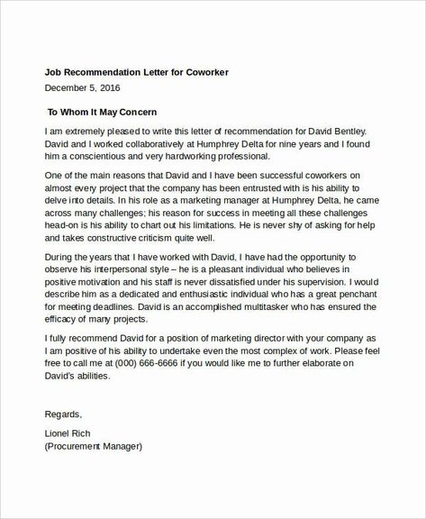 Recommendation Letter for Colleague Professor Best Of 13 Coworker Re Mendation Letter Templates Pdf Doc Letter Of Recommendation For Coworker, Teacher Letter Of Recommendation, Personal Reference Letter, Professional Reference Letter, Referral Letter, Recommendation Letter, Best Letter, Formal Business Letter, Business Letter Template