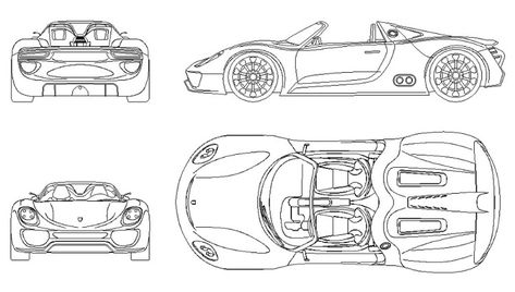 Porsche 918 Spider Revit Site Component Family.  Download Sample Porsche Cayenne from https://parabimblog.blogspot.com/p/downloads.html 2d Model, Art Sub Lessons, Porsche 918 Spyder, Mechanical Engineering Design, Automotive Artwork, Taxi Cab, Car Design Sketch, Car Sketch, Porsche Design