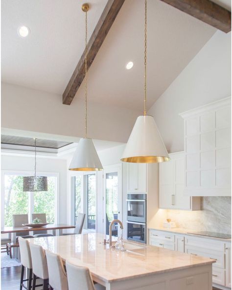 Large Brass Kitchen Pendants, Goodman Pendant Kitchen, White Pendant Lights Over Kitchen Island, Large Island Pendant Lights, Visual Comfort Pendant, Large Pendant Lights Over Kitchen Island, Visual Comfort Chandelier, Dining Table Plans, Beach 2023