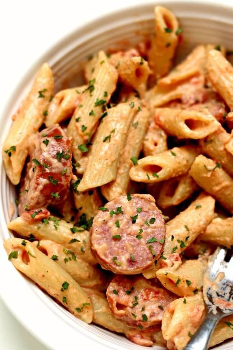 Make this Instant Pot Penne in Cajun Mustard Cream Sauce for a quick and easy weeknight meal. With options to prepare it with andouille sausage or meatless. #instantpot #instapot #pressurecooker Recipes With Mustard, Mustard Pasta, Mostaccioli Recipe, Sausage And Pasta, Hatch Peppers, Mustard Cream Sauce, Cajun Sausage, Cajun Pasta, Cooking Easy