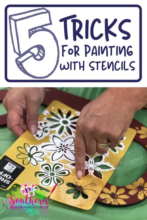 Stencils For Painting Rocks, How To Paint With Stencils On Wood, How To Paint With Stencils, Stencil Crafts Projects, Stencil Art Ideas Craft Projects, Stencil Painting Ideas, Stenciled Cabinets, Diy Painted Door, Cool Stencil Designs