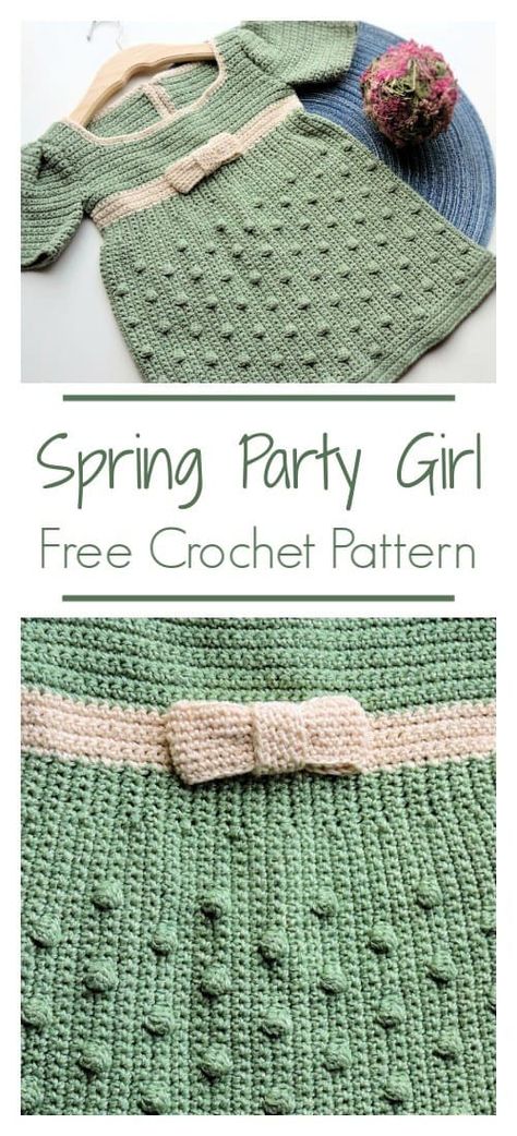 Spring Party Girl Dress Free Crochet Pattern | CrochetKim™ #CrochetKim #crochet #freecrochetpattern #crochetbabydress #dropsdesign Romantic Crochet, Crochet Edgings, Crochet Spring, Crochet Baby Dress Pattern, Crochet Fun, Crochet Baby Girl, Baby Dress Patterns, Diy Things