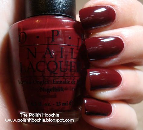 Opi Dark Red Nail Polish, Opi Dark Red, 2000 New York, Dark Red Nail Polish, Jack Daniels Fudge, Maroon Nail, Building Color, Almond Acrylic Nails Designs, Dark Red Nails