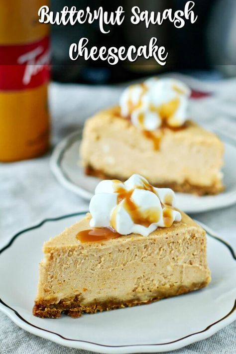 Butternut Squash Cheesecake, Butternut Squash Recipes Dessert, Butternut Dessert, Butternut Cheesecake, Squash Cheesecake, Whipped Cream Cheesecake, Butternut Squash Dessert, Squash Pie Recipes, Pumpkin Cranberry Muffins