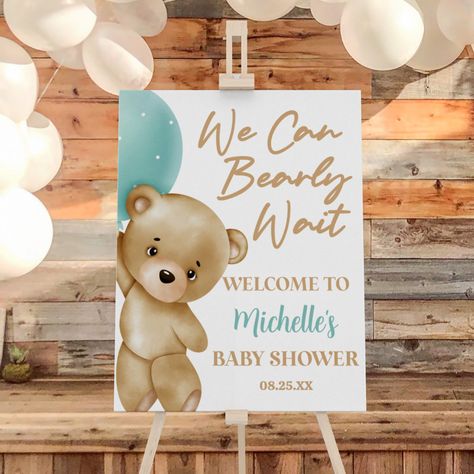 Teddy Bear Baby Shower Theme, Navy Baby Showers, Décoration Baby Shower, Baby Shower Garcon, Gender Neutral Decor, Bear Baby Shower Theme, We Can Bearly Wait, Bearly Wait, Bear Theme