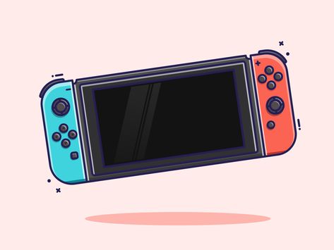 Nintendo Switch Drawing, Switch Illustration, Switch Drawing, Nintendo Switch Case, Greeting Card Illustration, Drawing Templates, Card Illustration, Flat Illustration, Cartoon Drawings