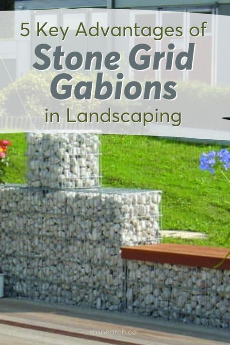 https://www.stonearch.ca/blog/5-advantages-of-using-stone-grid-gabions-in-your-landscape Floor Options, Outdoor Tile, Flooring Designs, Wall Outdoor, Wall Interior, Floor Texture, Texture Wall, Landscaping Design, Modern Landscaping