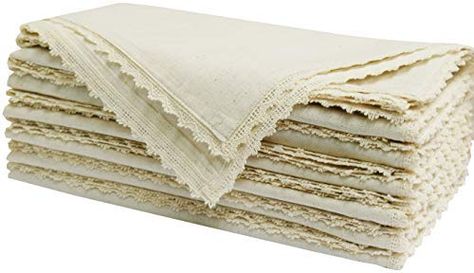 12 Pack Flax Cotton with Lace Napkins- 20x20 Natural: Amazon.ca: Home & Kitchen Lace Napkins, Wedding Dinner Napkins, Linen Napkins Wedding, Fabric Napkins, Blue Napkins, Fabric Napkin, Cotton Crafts, Cloth Napkin, Wedding Linens