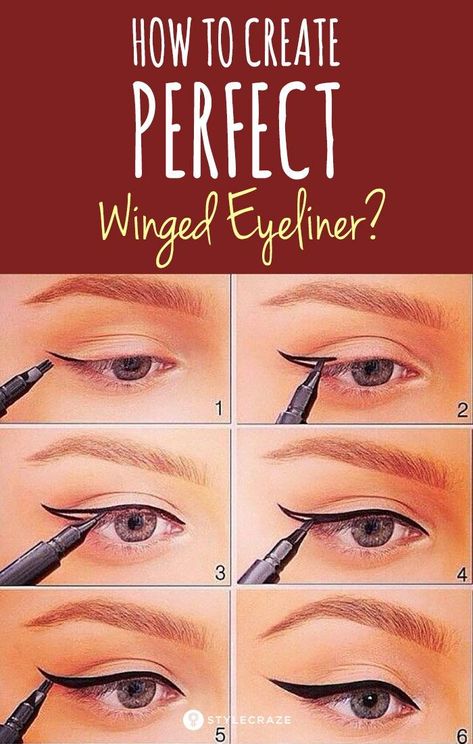 How to Create Perfect Winged Eyeliner - Tutorial #makeup #makeupideas #eyemakeup #tutorial Eyeliner Wing Tutorial, How To Do Winged Eyeliner, Perfect Makeup Tutorial, Perfect Winged Eyeliner, Winged Eyeliner Tutorial, Best Makeup Tutorials, Eyeliner Styles, Beauty Make-up, How To Apply Eyeliner