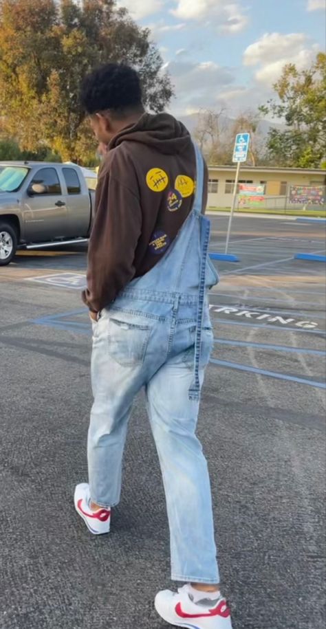 Overalls Outfit, Nike Cortez Overall With Hoodie, Overalls And Hoodie Outfit, Hoodie With Overalls, Hoodie Outfits, Outfit Nike, Overalls Outfit, Hoodie Outfit, Nike Cortez, Overalls