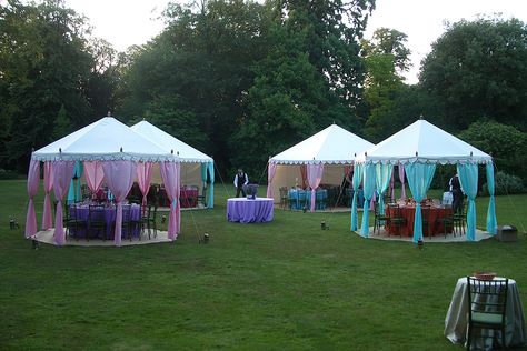 Decorate an outdoor canopy tent with pastic tablecloths! Party Tent Decorations, Pavillion Wedding, Mexican Restaurant Decor, Tulle Decorations, Canopy Tent Outdoor, Outdoor Canopy, Wedding Canopy, Tent Decorations, Cool Tents