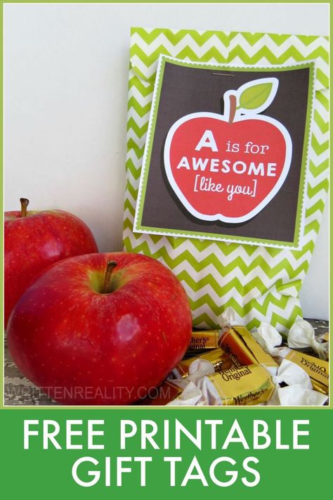 Caramel Apple Teacher Appreciation, Apple Tags Free Printable, Apple Gift Tags Printable Free, Apple Gifts For Teachers, Teacher Apple Gifts, Apple Tag, Pta Gifts, Apple Classroom, Apple For The Teacher