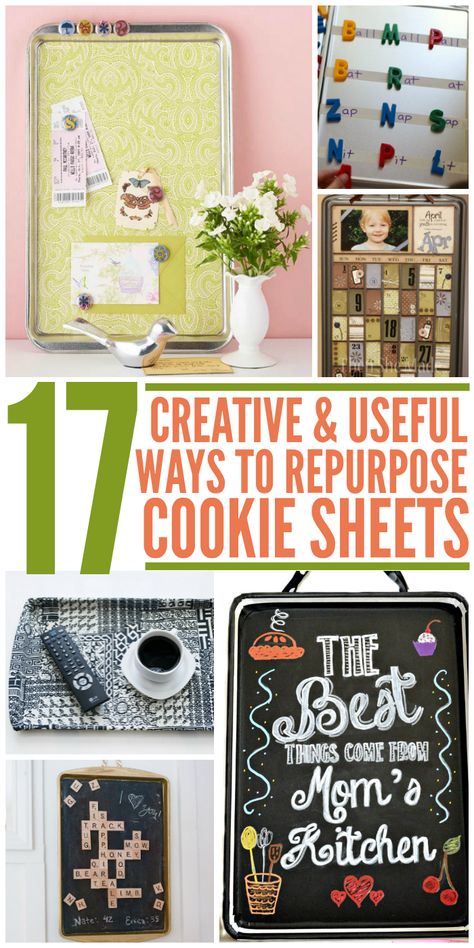 17 Useful Ways to Repurpose Cookie Sheets - One Crazy House Magnetic Boards Diy, Repurpose Cookie Sheet, Cookie Sheet Gift Ideas, Cookie Sheet Crafts, Crafts Easy Diy, Magnet Boards, Diy Magnets, Pizza Pans, Cookie Sheets