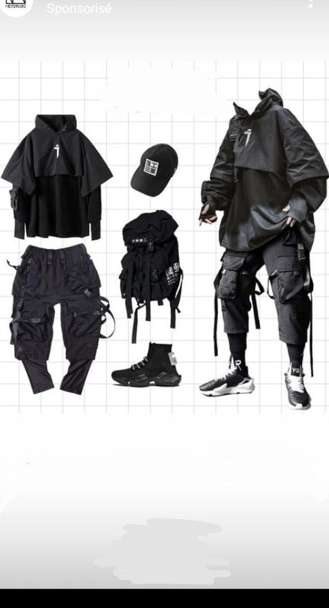 Techwear Outfits Men, Cyberpunk Style Men, Punk Outfits Men, Cyberpunk Outfit, Tech Clothing, Techwear Streetwear, Tech Wear Fashion, Techwear Outfits, Techwear Fashion