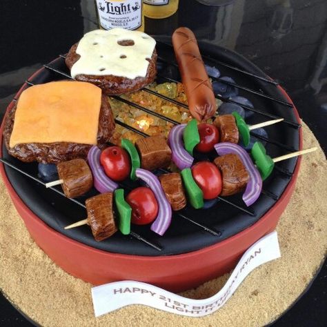 Bar-B-Q Cake! Cakes That Look Like Food, Food Competition, Bbq Cake, Burger Cake, Chef Cake, Cake Competition, Realistic Cakes, Fathers Day Cake, 60th Birthday Cakes