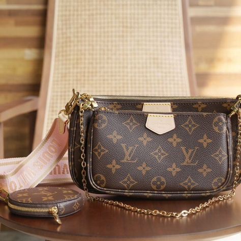 ☁立Louis Vuitton Monogram Multi Pochette rose light pink strap Louis Vuitton Multi Pochette, Pink Crossbody Bag, Pink Monogram, Rose Lights, Vuitton Handbags, Handbag Backpack, Louis Vuitton Handbags, Monogram Canvas, Cowhide Leather