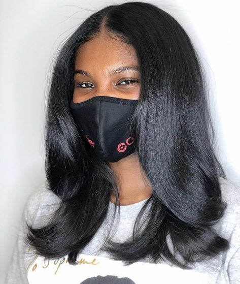 silk press bone straight wig black girl weave sew-in aesthetic hair natural hair Relaxed Hair With Layers, January Nails Ideas, Pressed Natural Hair, Hair Portfolio, Silk Press Natural Hair, Twisted Hair, Long Haircuts, January Nails, Bob Braids