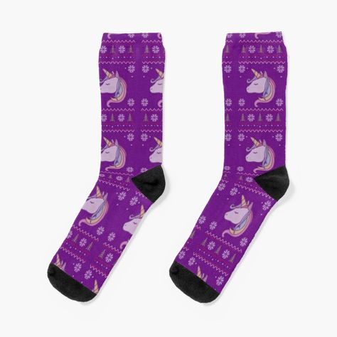 Get my art printed on awesome products. Support me at Redbubble #RBandME: https://www.redbubble.com/i/socks/Unicorn-Ugly-Sweater-Christmas-by-vladocar/28727814.9HZ1B?asc=u Mlp Fashion, Ugly Socks, Socks Design, Socks Collection, Ugly Sweater Christmas, Funny Socks, Sweater Christmas, Christmas Socks, Designer Socks