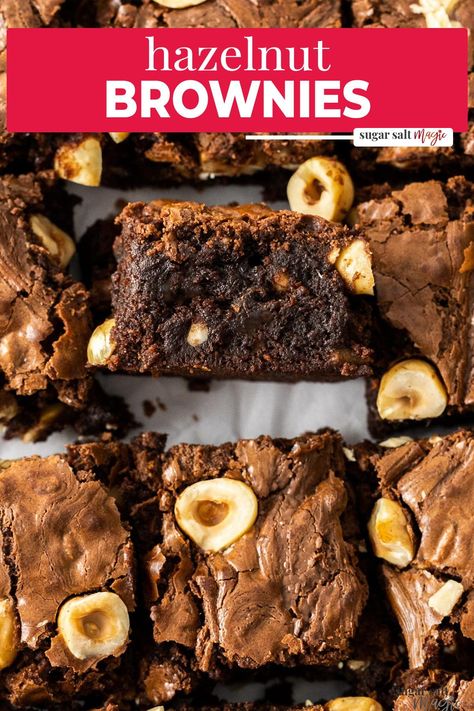 Moist Chocolate Brownies, Hazelnut Brownies, Hazelnut Dessert, Baking Journal, Chocolate Slice, Sweet Treats Desserts, Chocolate Butter, Chocolate Nuts, Best Brownies