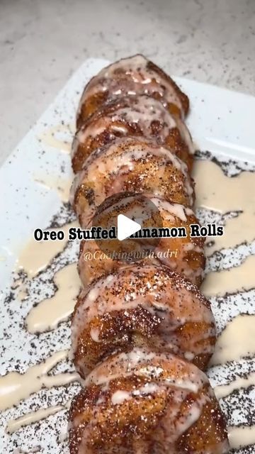 Denise Wilson on Instagram: "Oreo Stuffed Cinnamon Rolls   Pack of cinnamon rolls  Oreos  Milk, optional  Powdered sugar, optional  Crushed Oreos, optional   -Cut cinnamon rolls in half. Dip Oreos in milk. That part is optional but it makes the cookie soft. After placing cookie in middle, pinch the edges to seal cinnamon roll.  -Fry for 30 seconds each side* -Garnish with powdered sugar, crushed Oreos, & icing**  *You can bake or air fry too. Directions on cinnamon roll pack.   **I made my own icing bc what comes with it is never enough.  1 cup powdered sugar 1 tbs melted butter 1 tsp vanilla extract 2 tbs heavy cream (half n half or milk will work too)." Cookie Stuffed Cinnamon Rolls, Oreo Cinnamon Rolls Recipes, Oreo Stuffed Cinnamon Rolls, Dip Oreos, Oreo Cinnamon Rolls, Stuffed Cinnamon Rolls, Deep Fried Oreo, Oreo Ideas, Warm Desserts