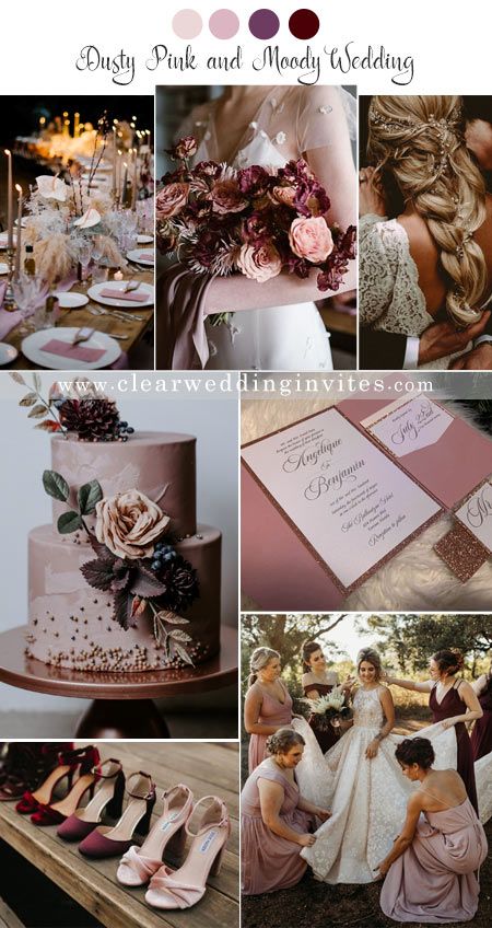 Top 6 Wedding Themes to Match with Dusty Pink Wedding Color – Clear Wedding Invites Dark Peach Wedding Theme, Brown Pink And Gold Wedding, Romance Theme Wedding, Chianti Wedding Color Scheme, Cinnamon Rose Wedding Color Scheme, Dusty Rose Wedding Party, Dusty Pink Wedding Cake, Mulberry Wedding Color Scheme, Dusty Pink Wedding Theme