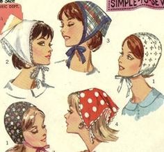 Scarf 1970s Sewing Patterns, Patron Vintage, Charmmy Kitty, Retro Mode, Women's Hats, Vestidos Vintage, Simplicity Sewing Patterns, Patterned Scarves, Moda Vintage