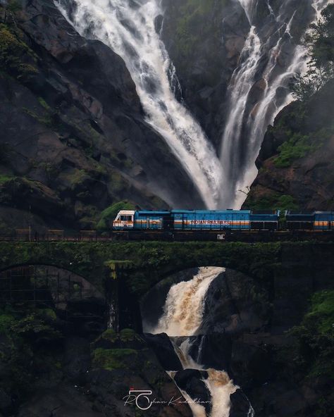 Dudhsagar Waterfalls, Sahyadri Mountains, India Bucket List, Waterfall Lights, Indian Railways, Western Ghats, Arabian Sea, Goa India, Train Journey